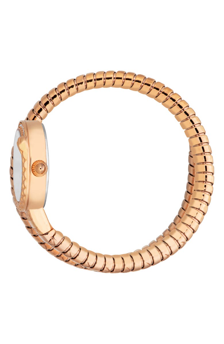 Just Cavalli Cerchio Snake Wraparound Bracelet Watch, 22mm, Alternate, color, Rose Gold