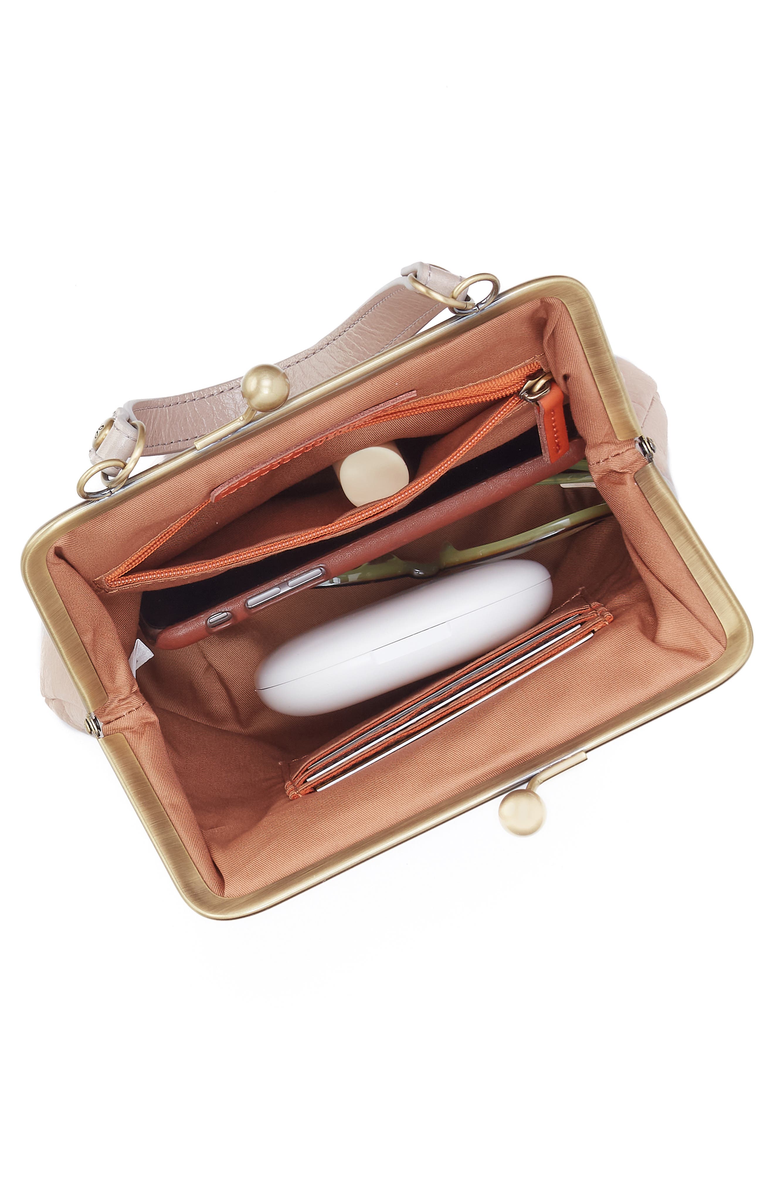 HOBO Alba Leather Frame Crossbody Bag, Alternate, color, Stone Gloss