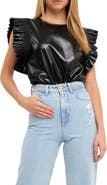 English Factory Faux Leather Top