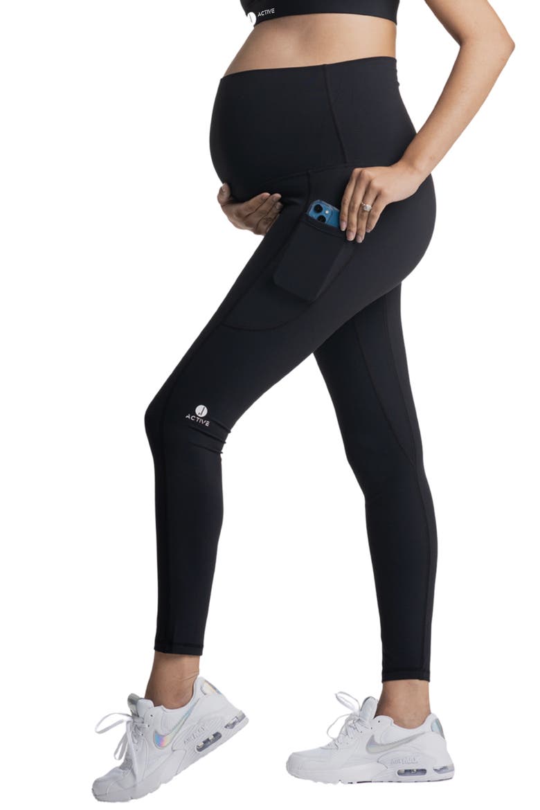 Sima Active High Waist Maternity/Postpartum Leggings, Alternate, color, BLACK