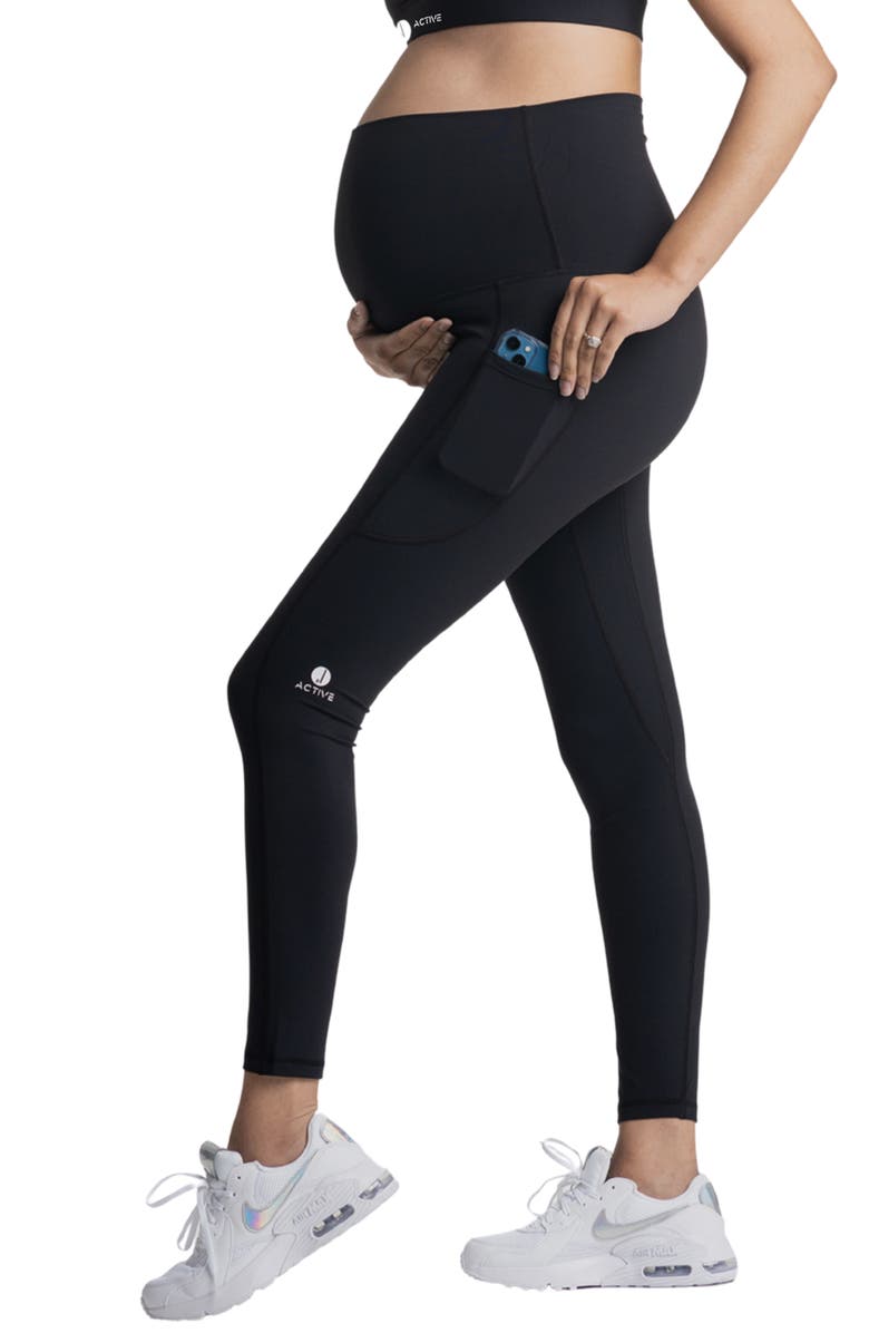 Preggo Leggings Sima Active High Waist Maternity/Postpartum Leggings, Alternate, color, Black