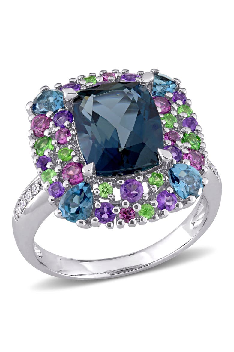 Multi-Gem & Diamond Cocktail Ring, Main, color, Topaz