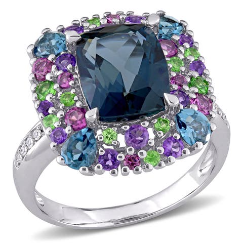 Multi-Gem & Diamond Cocktail Ring
