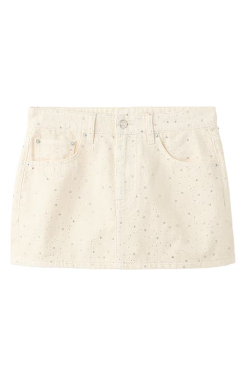 Rhinestone Denim Miniskirt