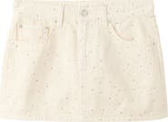 MANGO Rhinestone Denim Miniskirt