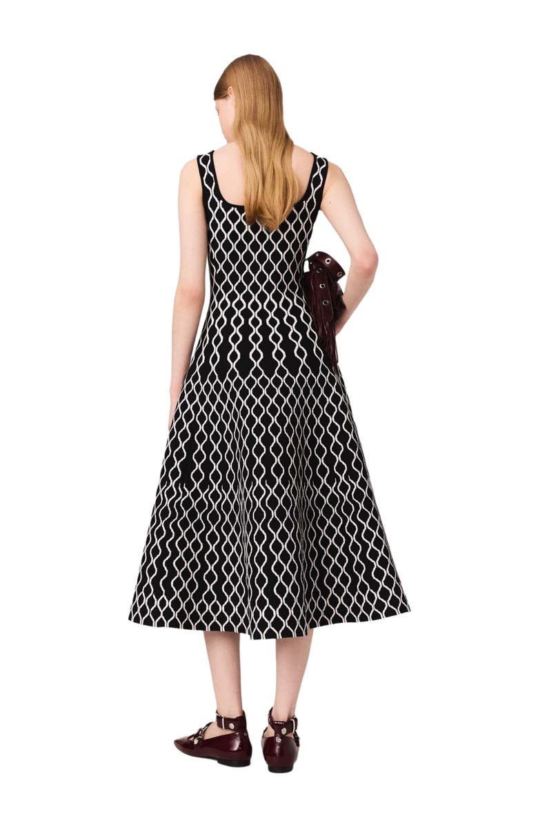 maje Jacquard knit midi dress, Alternate, color, Black / White