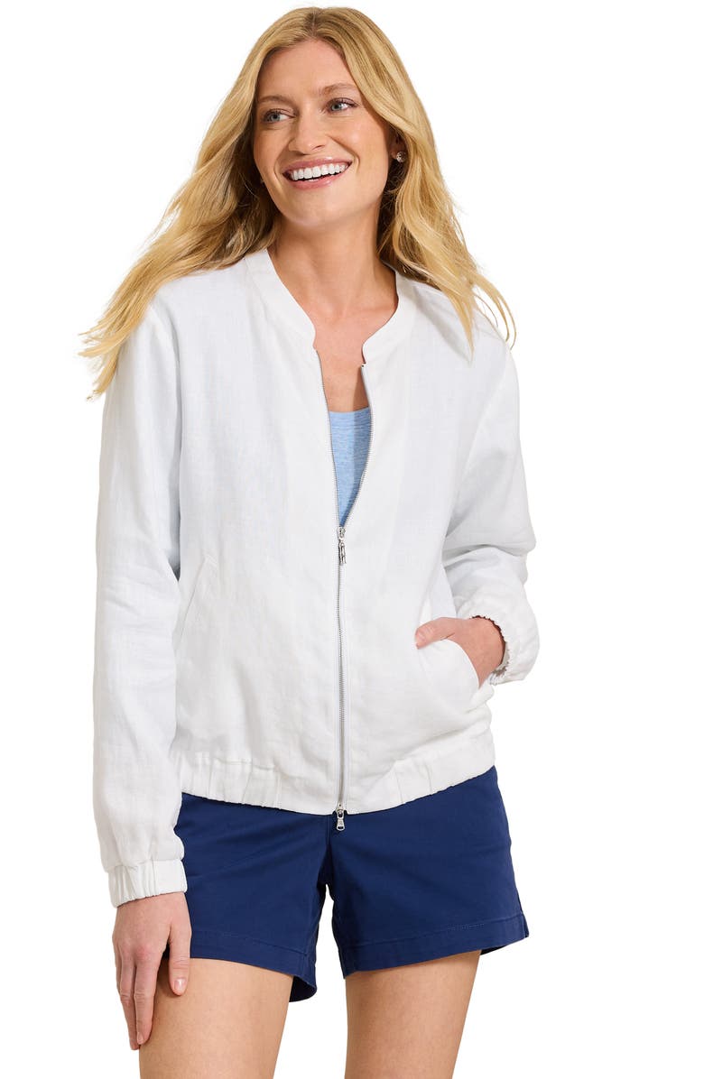 Tommy Bahama Linen Bomber Jacket, Alternate, color, White