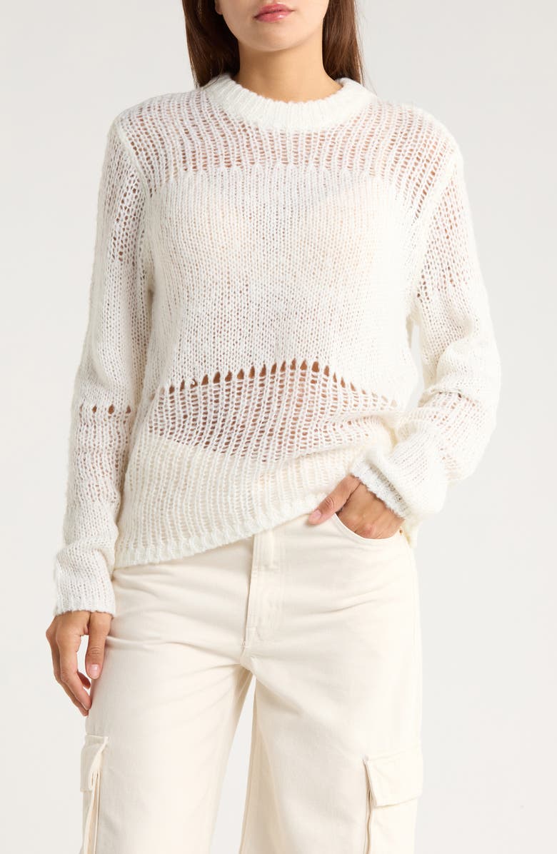 Obey Trivia Open Knit Sweater, Main, color, 