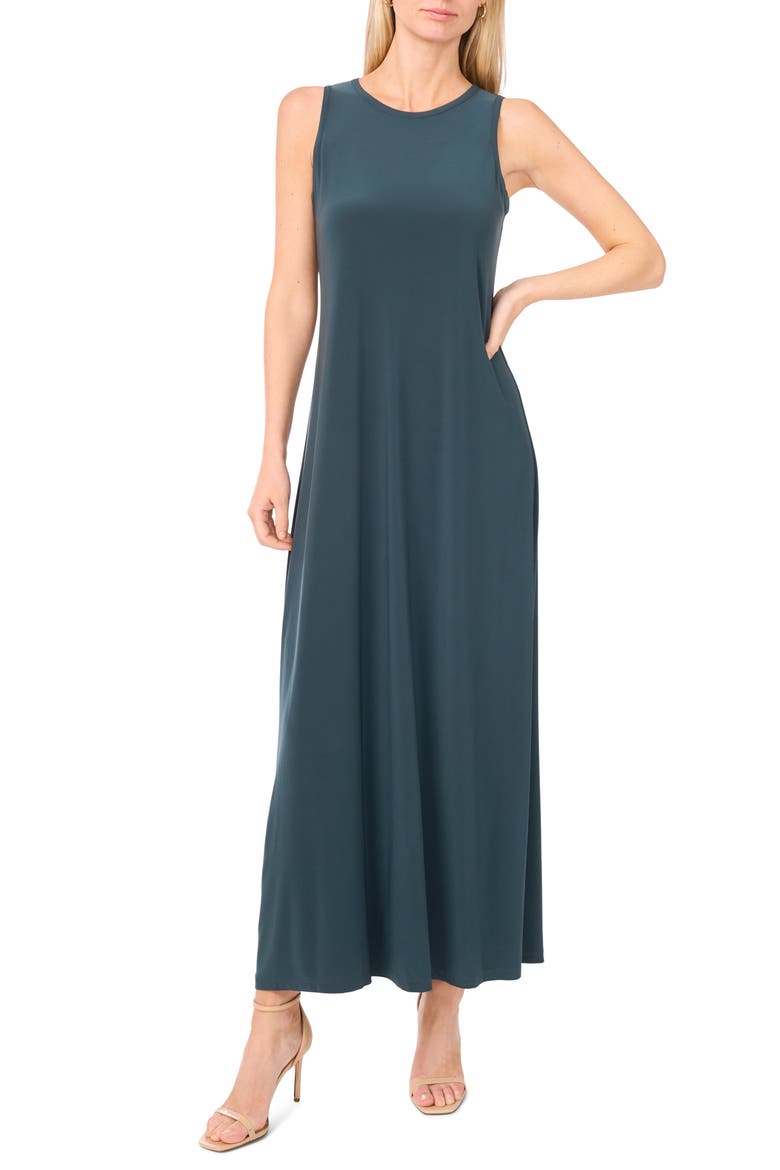 Sleeveless Maxi Dress, Main, color, FOREST NIGHT