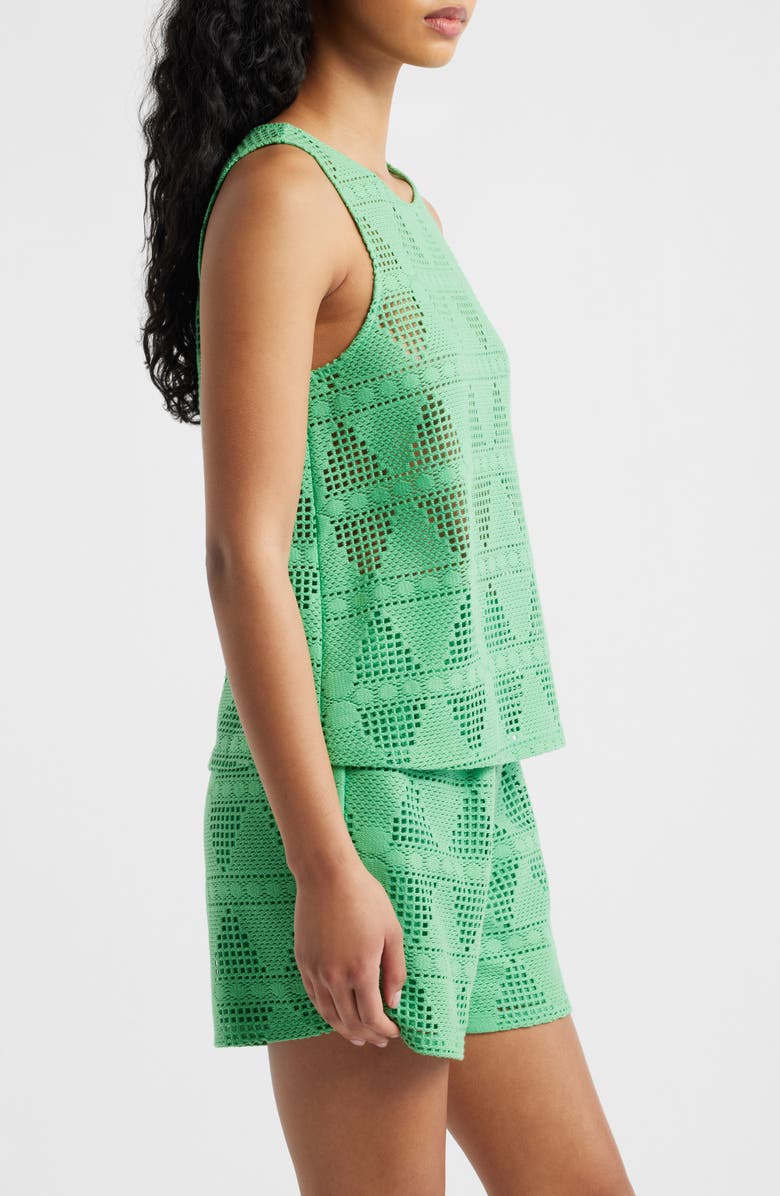 ICHI Open Stitch Sleeveless Top, Alternate, color, Greenbriar