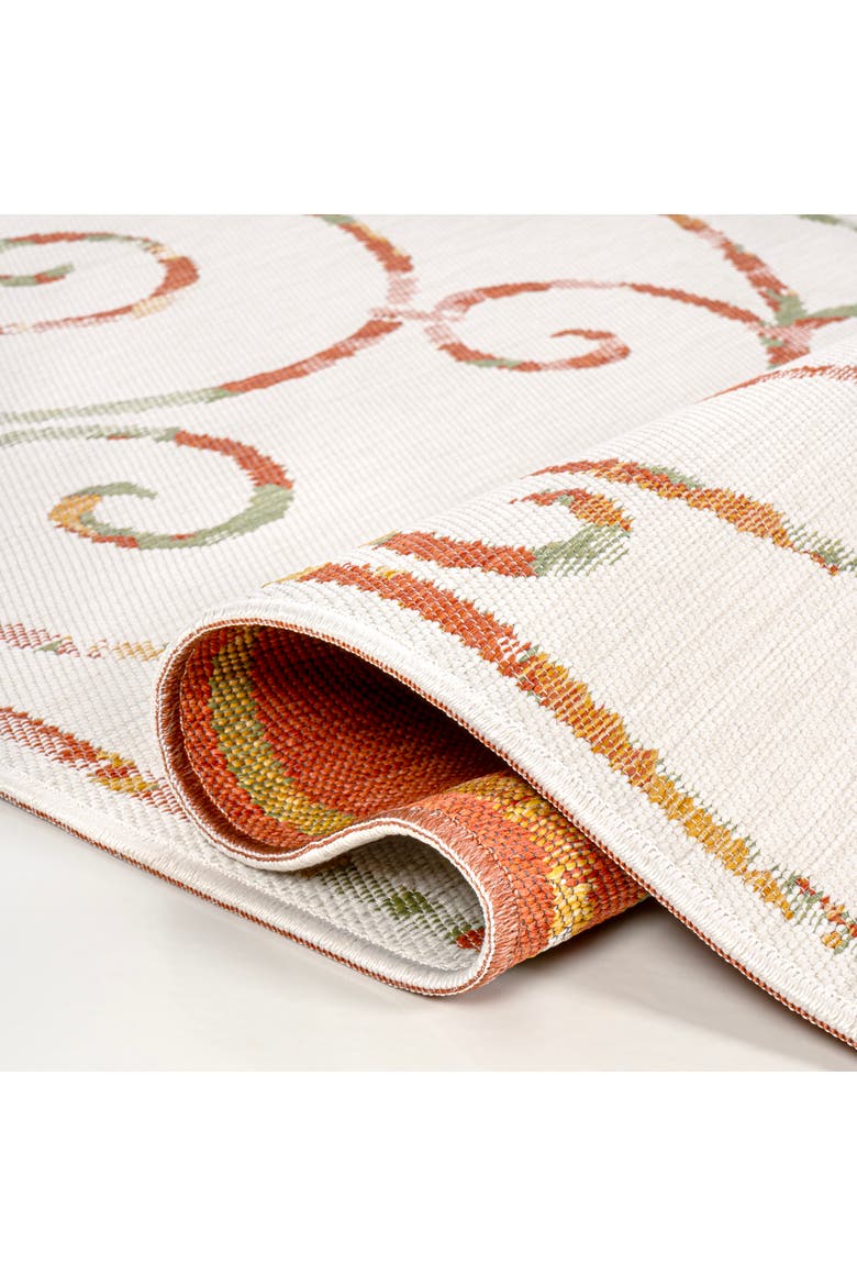 Danae Classic Cottage Filigree Scroll Reversible Machine-Washable Indoor/Outdoor Area Rug, Alternate, color, Cream/Terra