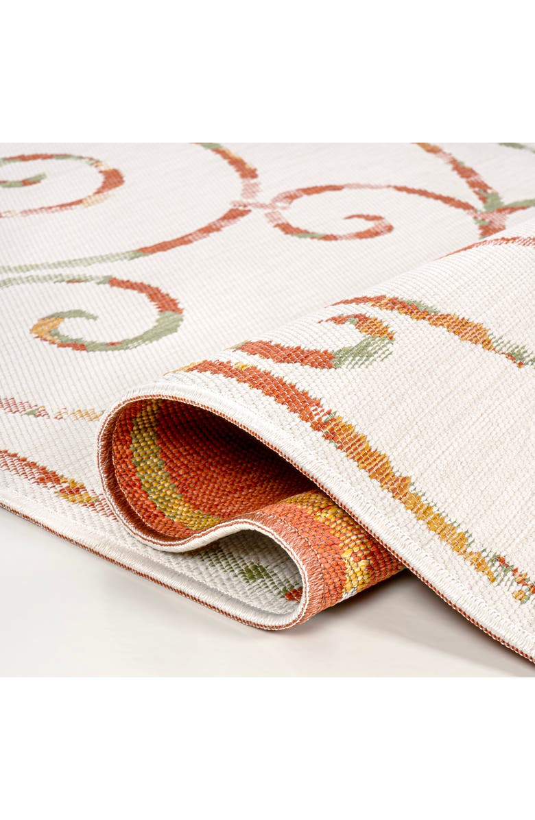 JONATHAN Y Danae Classic Cottage Filigree Scroll Reversible Machine-Washable Indoor/Outdoor Area Rug, Alternate, color, Cream/Terra