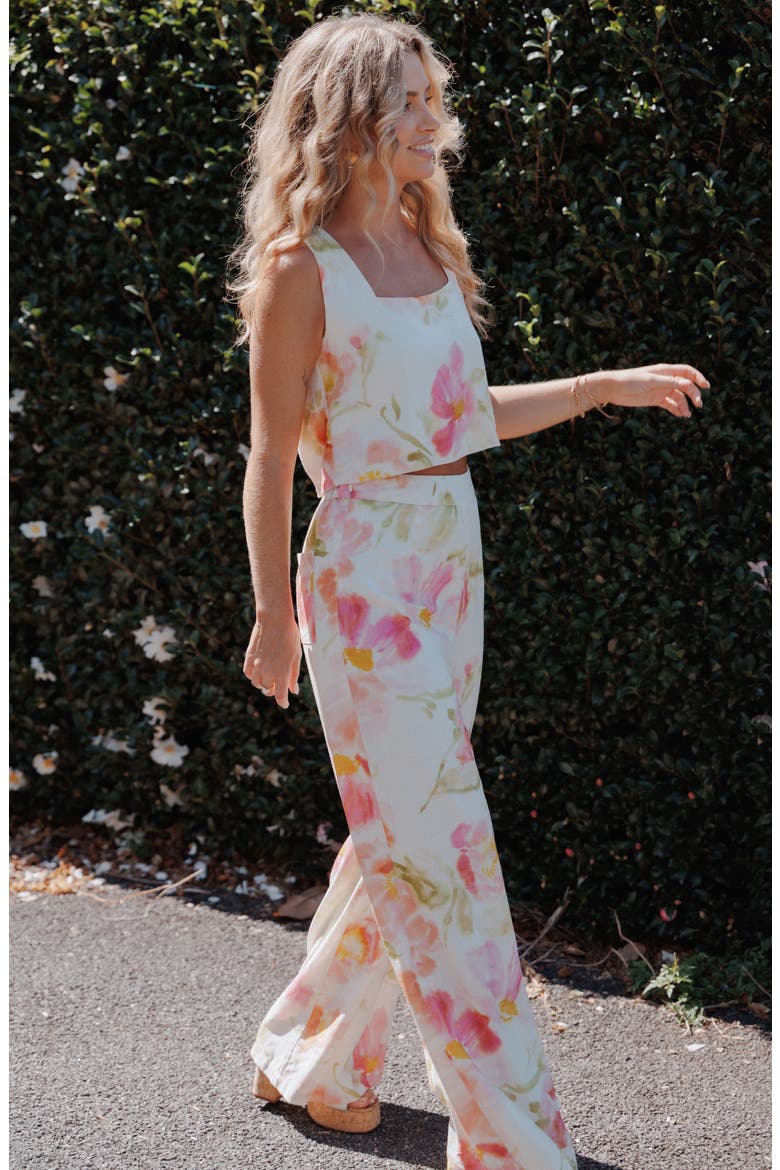 Devlin Floral High Waist Wide Leg Pants, Alternate, color, PINK GARDEN FLORAL