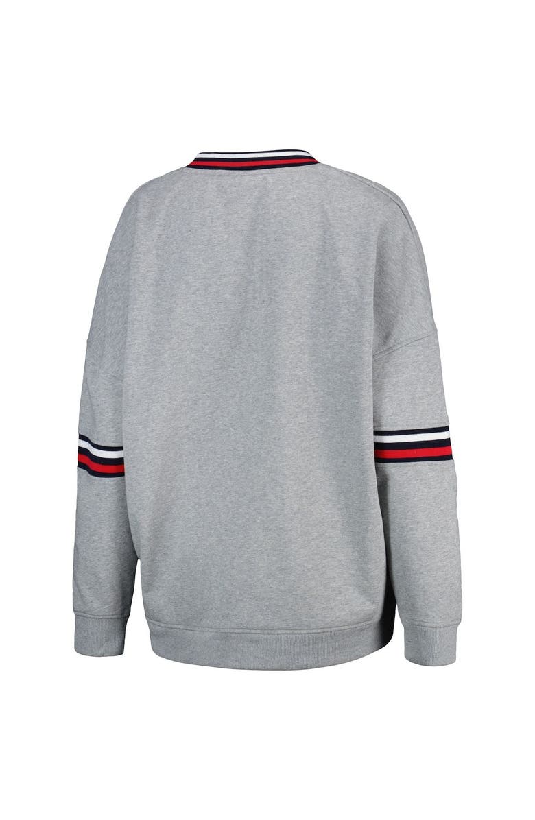 THE WILD COLLECTIVE Women's The Wild Collective Heather Gray New England Patriots Vintage V-Neck Pullover Sweatshirt, Alternate, color, Heather Gray