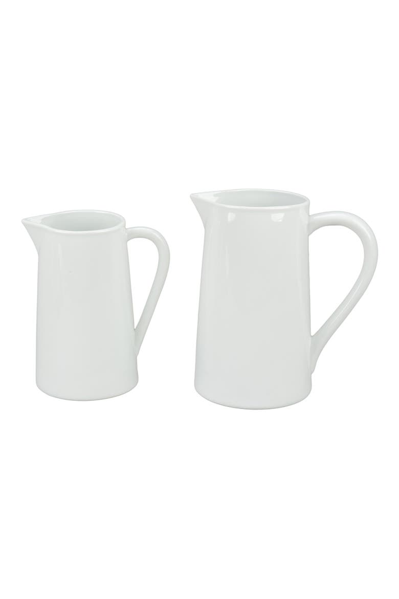 2-Piece Porcelain Pitcher Set, Main, color, WHITE