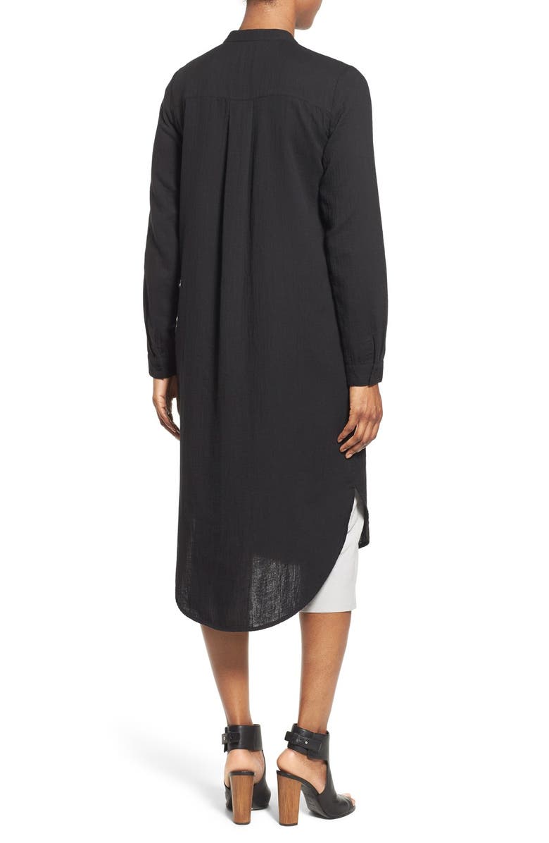 Eileen Fisher Mandarin Collar Layering Shirtdress, Alternate, color, Black