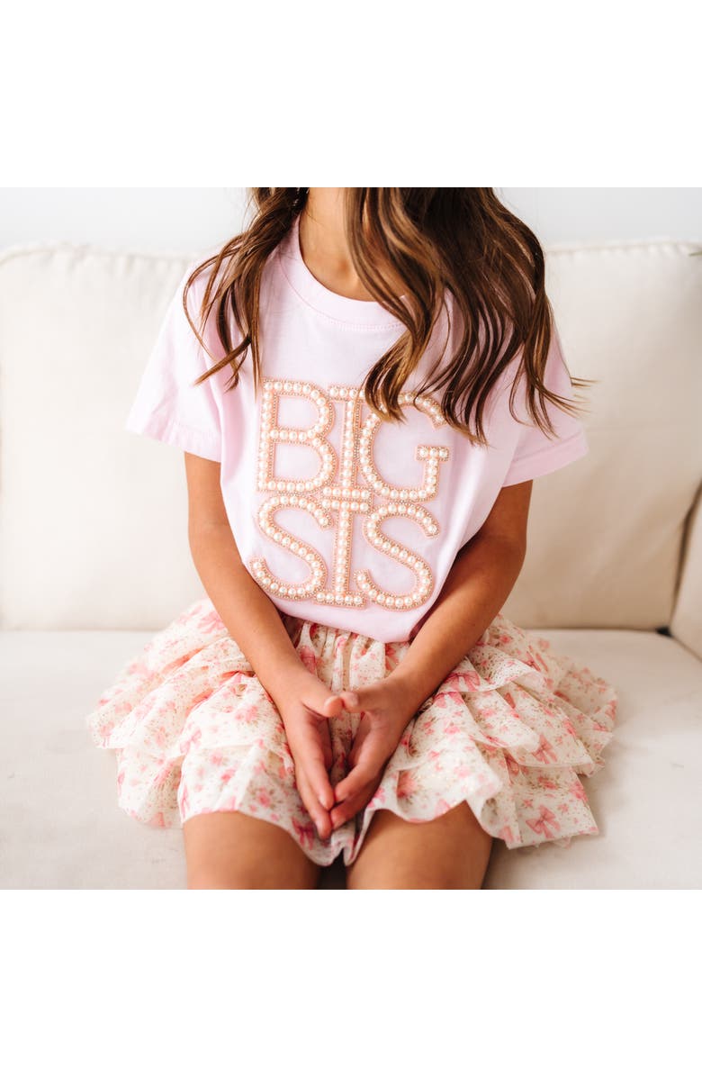Sweet Wink Big Sis Pearl Patch Short Sleeve T-Shirt, Alternate, color, Ballet Pink