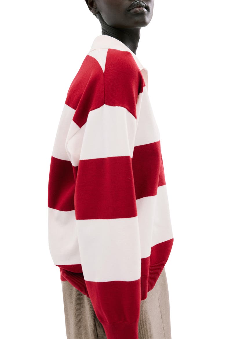 Stripe Polo Sweater, Alternate, color, RED