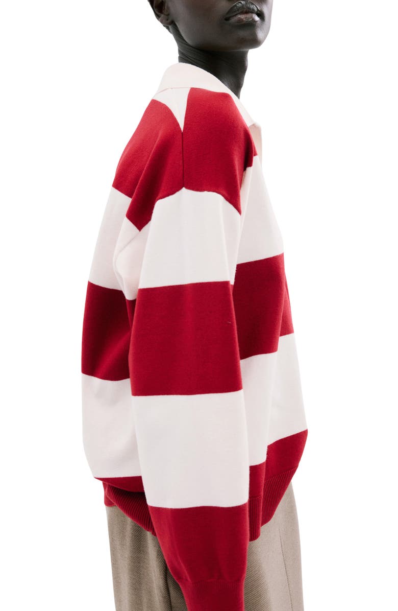 MANGO Stripe Polo Sweater, Alternate, color, Red
