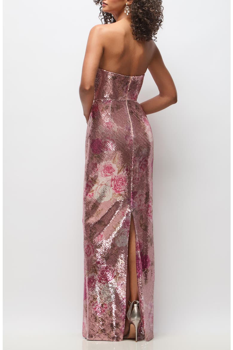 Cassandra Floral Sequin Strapless Column Gown, Alternate, color, ROSE BLOOM