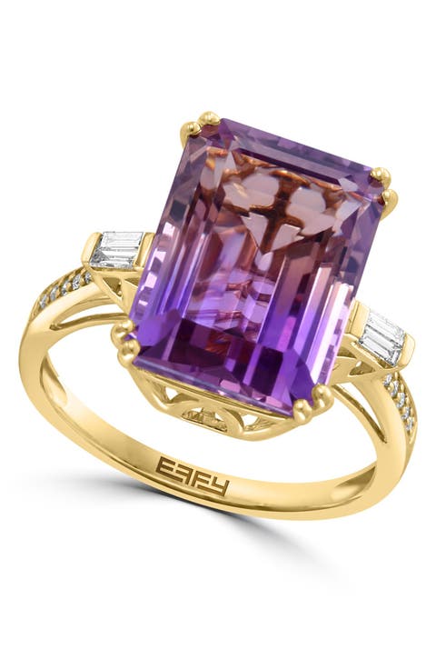 14K Yellow Gold, Diamond, & Ametrine Ring