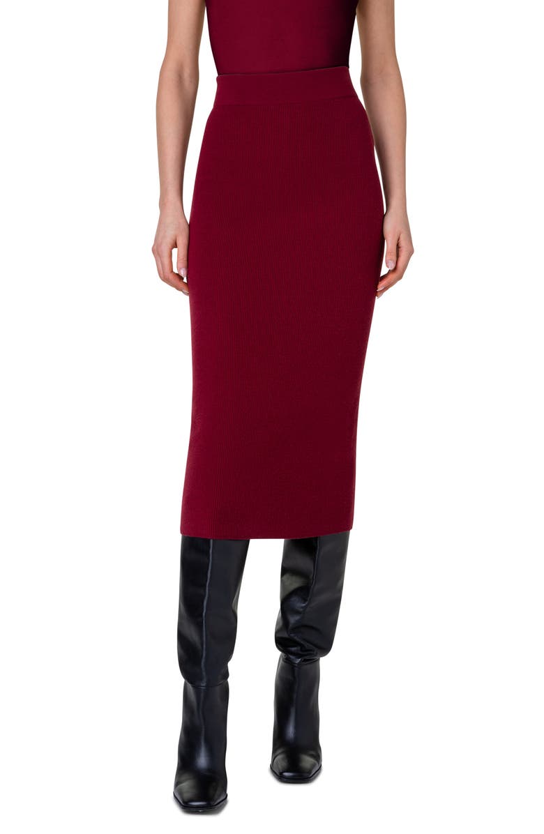 Akris punto Rib Cashwool<sup>®</sup> Midi Sweater Skirt, Main, color,