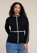 ELOQUII Contrast Line Detail Turtleneck Sweater