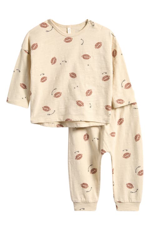 Print Long Sleeve Cotton T-Shirt & Joggers Set