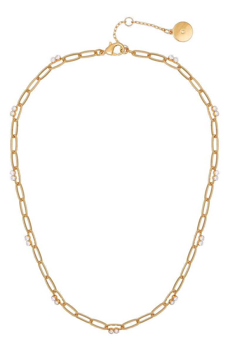 Vince Camuto Crystal Station Paper Clip Chain Necklace, Alternate, color,