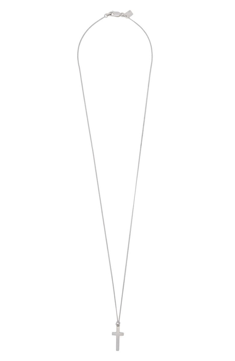 AllSaints Gabe Cross Pendant Necklace, Main, color, Warm Silver