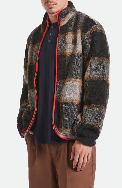 Brixton Buffalo Plaid Fleece Zip-up Jacket In Black
