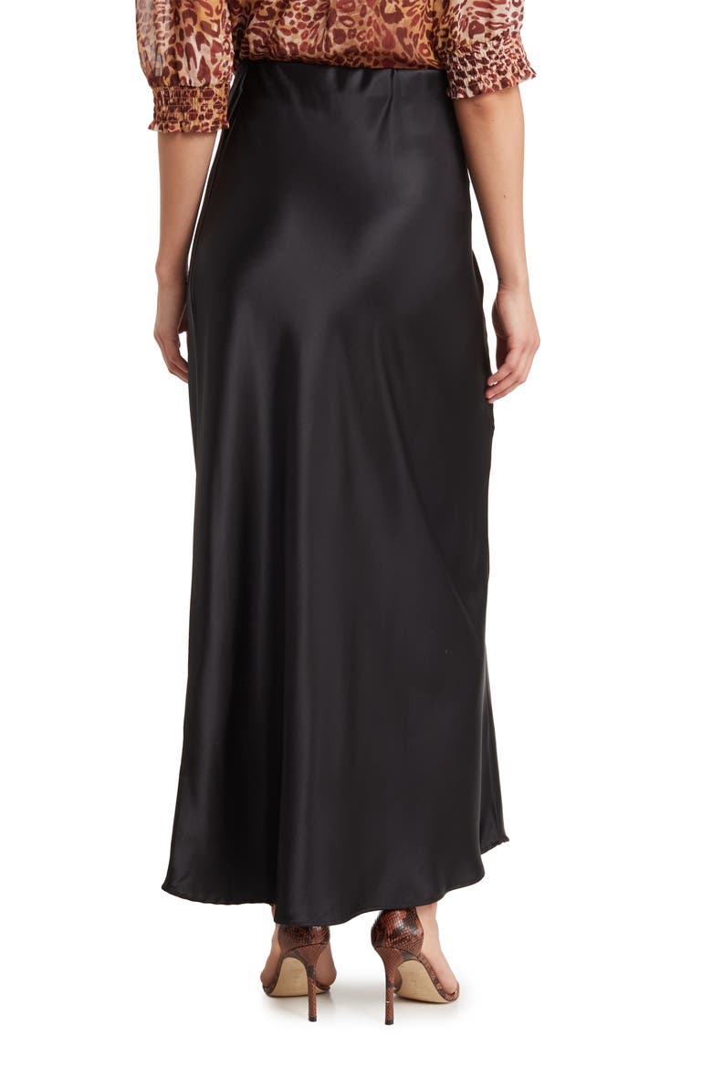 Satin A-Line Skirt, Alternate, color, BLACK