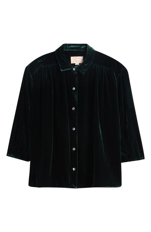 Marine Layer Bella Oversize Velvet Button-up Shirt In Green