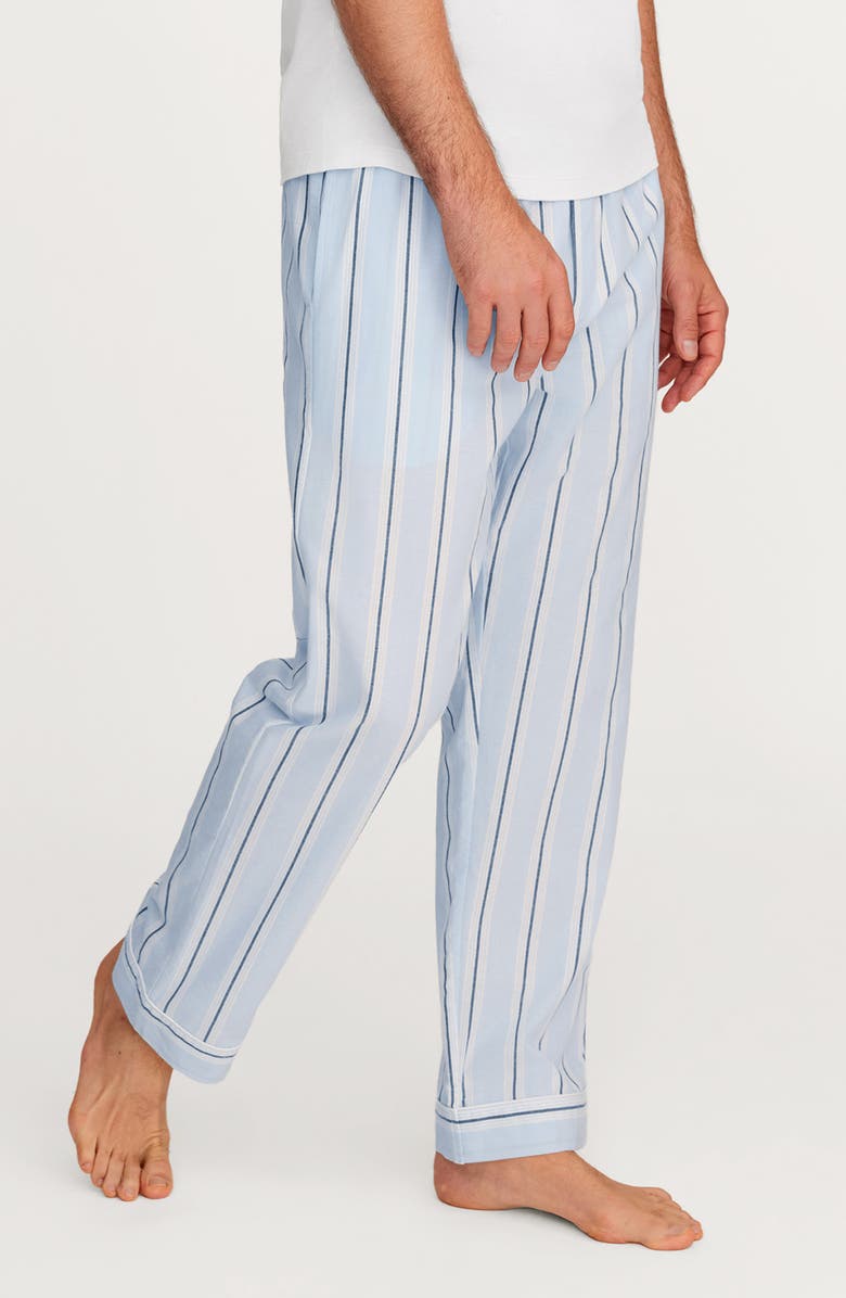 Petite Plume Stripe Cotton Twill Pajama Pants, Alternate, color, Blue