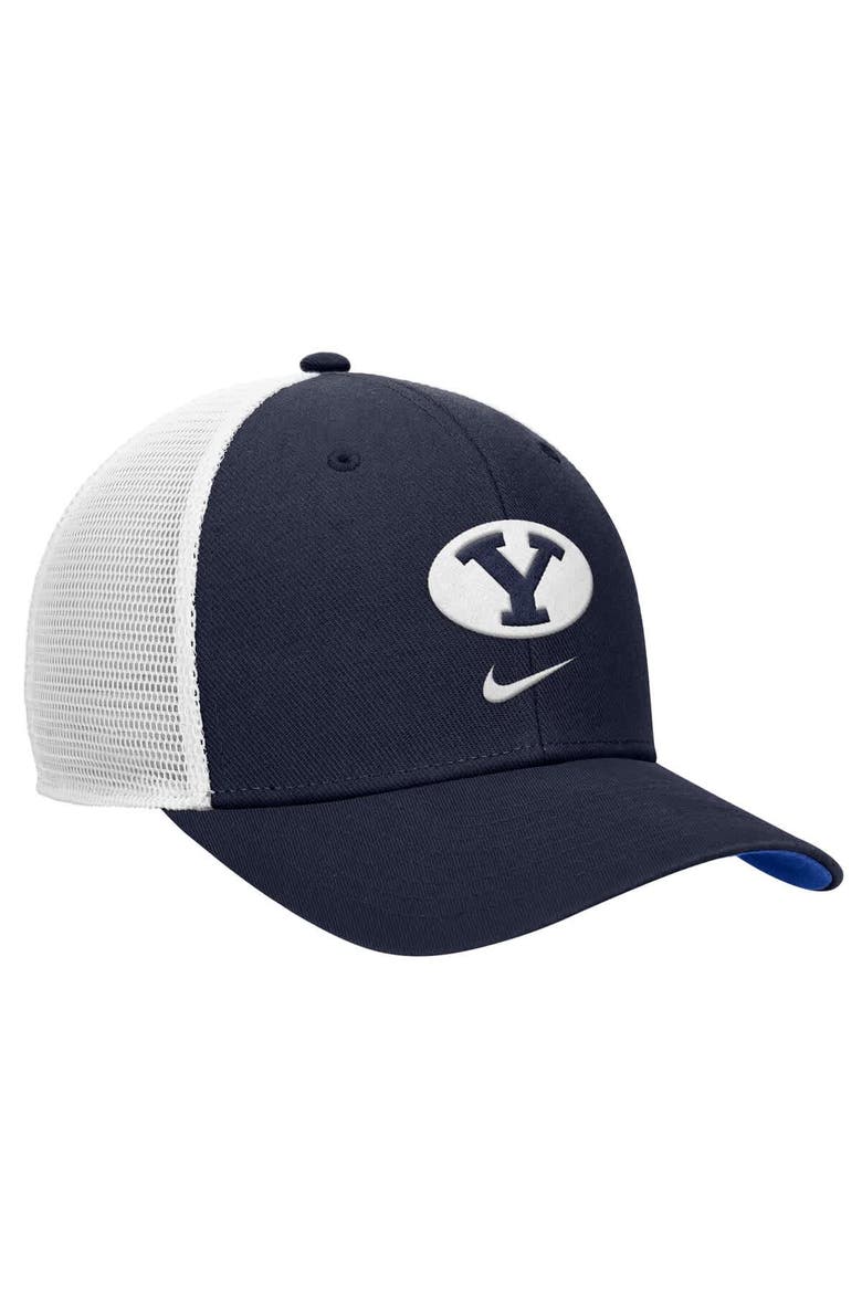 Men's Nike Navy BYU Cougars Rise Trucker Dri-FIT Adjustable Hat, Alternate, color, Navy