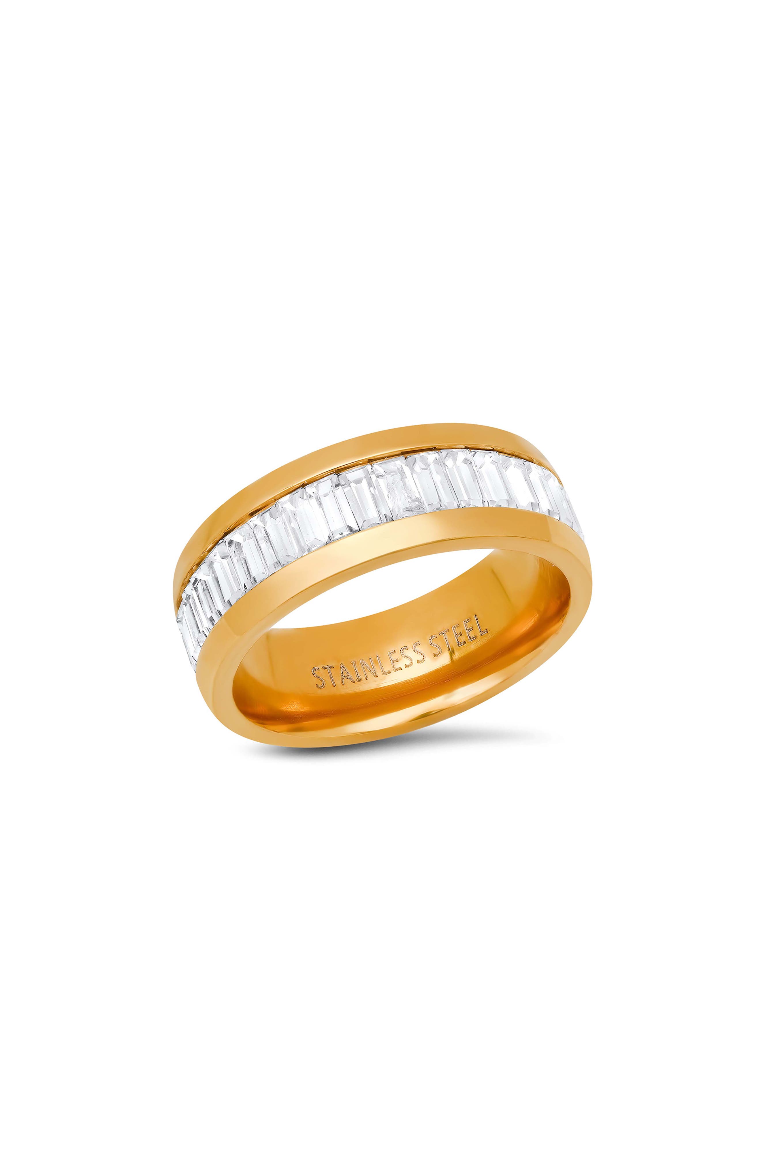 STEELTIME Men's Crystal Band Ring
