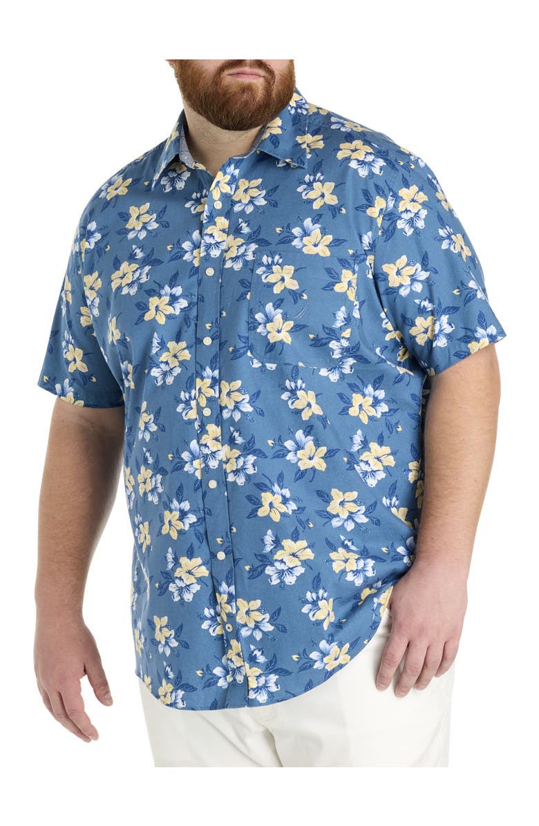 Nautica Big & Tall Floral Sport Shirt, Main, color, Bluestern