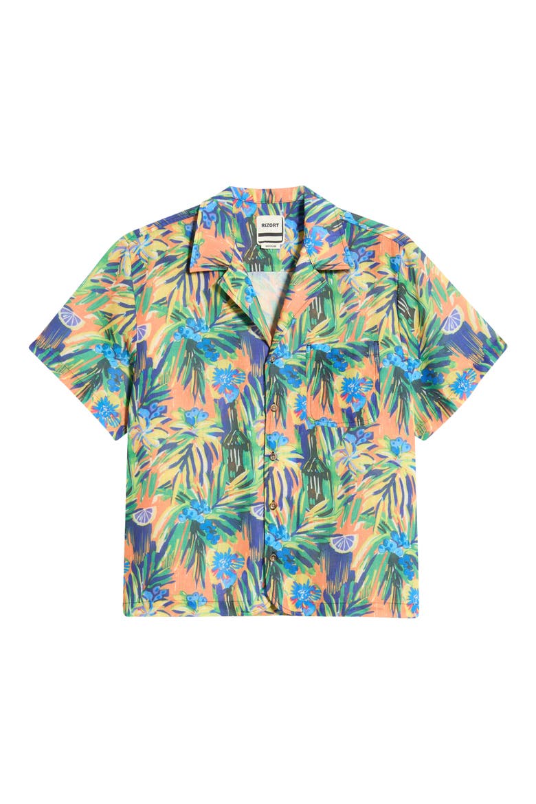 Palm Camp Shirt, Alternate, color, YELLOW