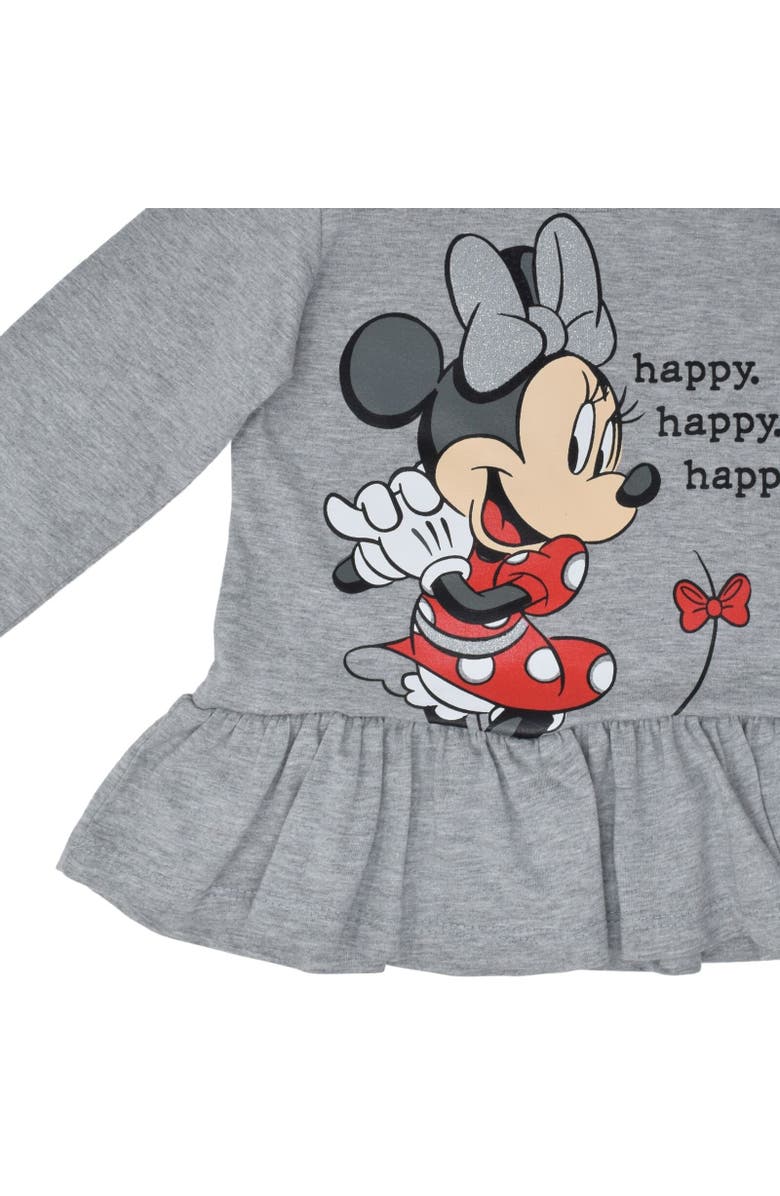 Disney Long Sleeve T-Shirt 
Leggings Set, Alternate, color, Grey Bows Peplum