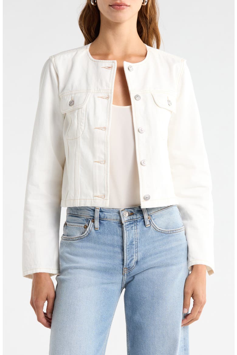 Dean Collarless Denim Jacket, Main, color, TOASTED ECRU
