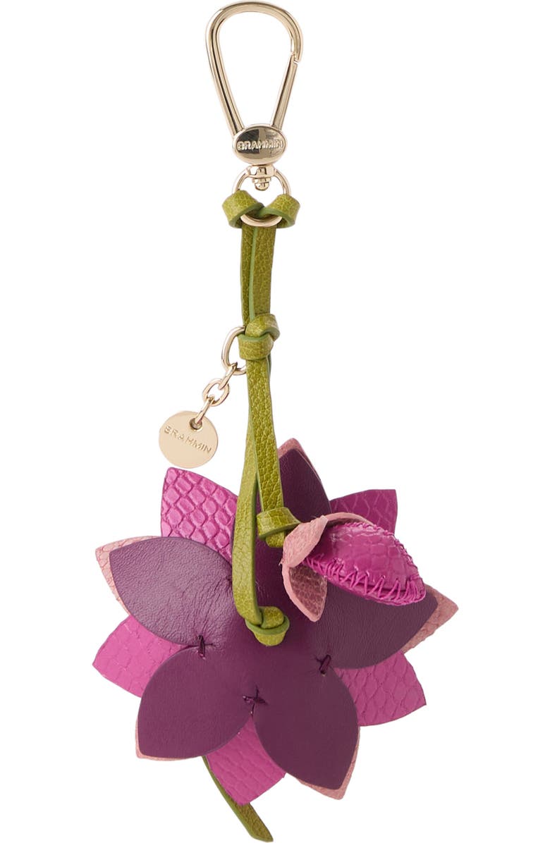 Brahmin Lotus Leather Bag Charm, Alternate, color, Island Petal