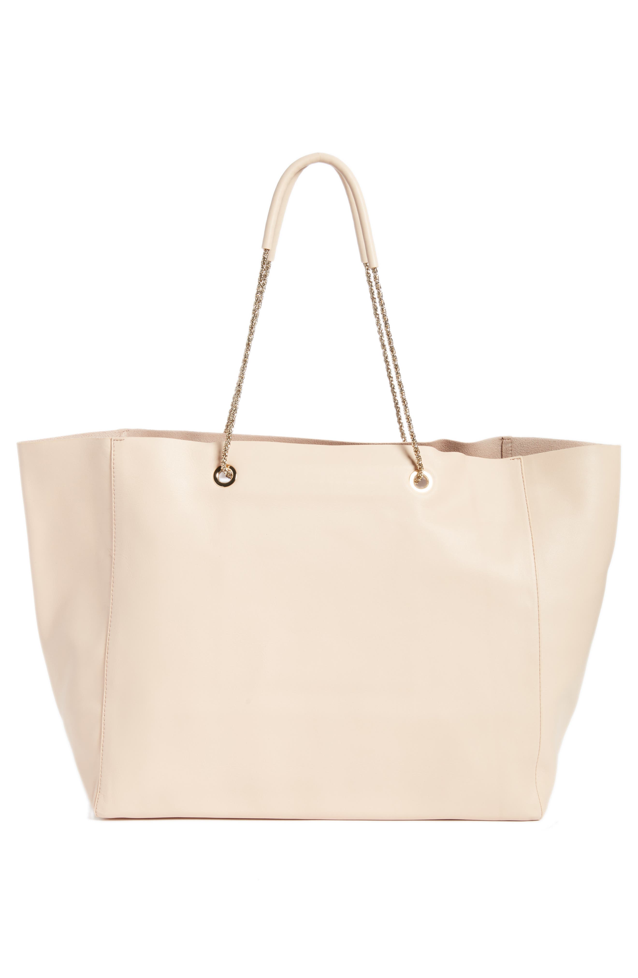 Gaby Leather Tote, Alternate, color, NUDE
