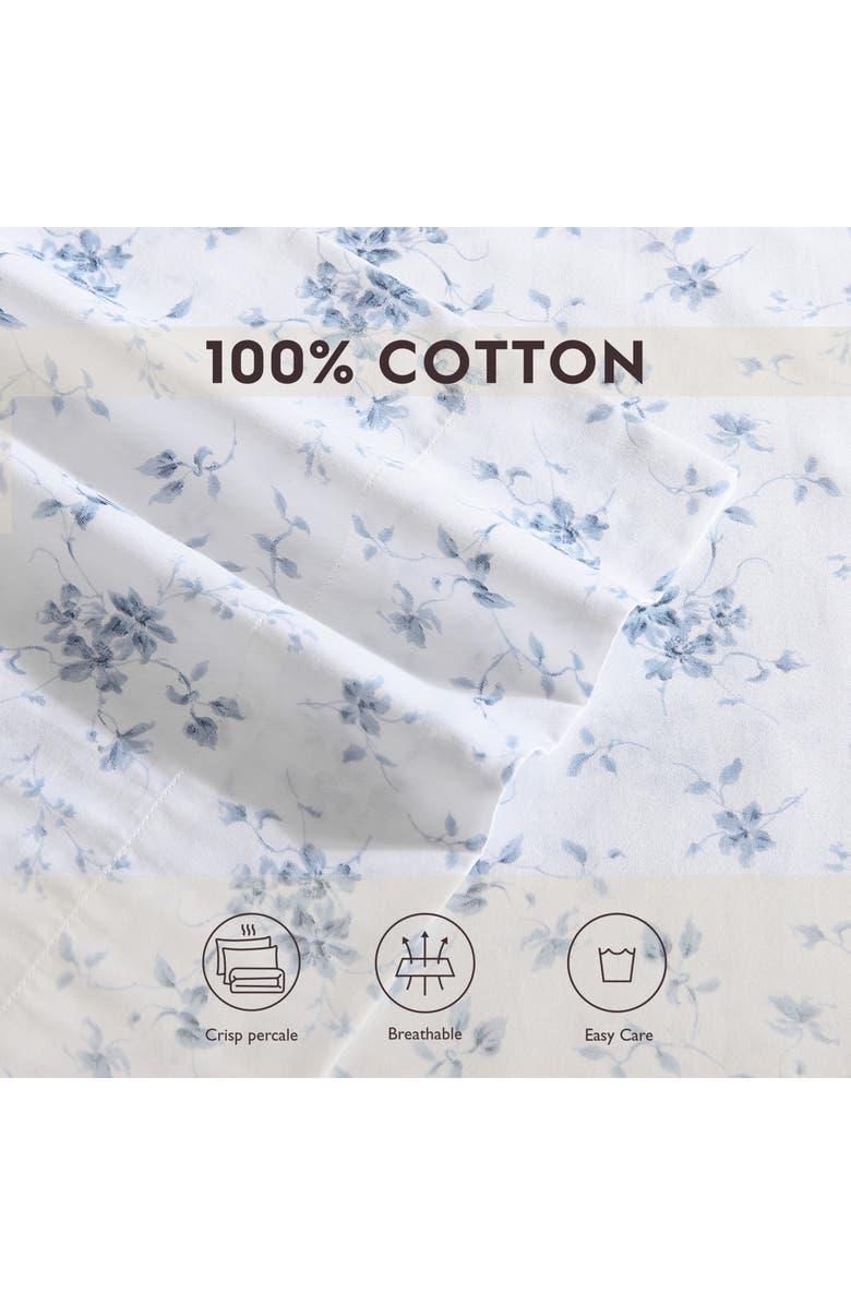 Laura Ashley Garden Muse 4-Piece Cotton Sateen Sheet Set, Alternate, color, Blue
