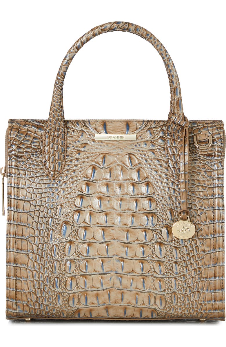 Brahmin Small Caroline Croc Embossed Leather Satchel, Main, color,