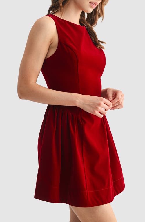 Lush Sleeveless Velvet A-line Minidress In Red