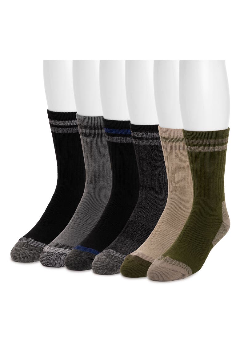 Heat Retainer Crew Socks 6 Pair Pack, Alternate, color, Neutral