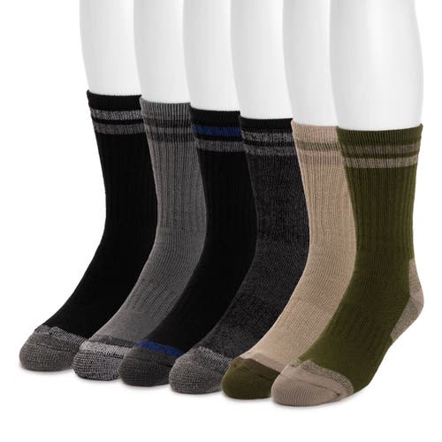 Muk Luks Heat Retainer Crew Socks 6 Pair Pack In Neutral