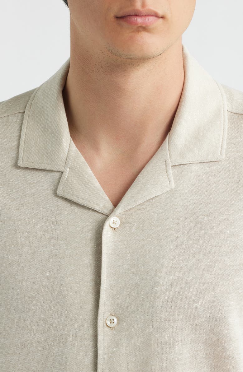 BOSS Powell Linen & Cotton Camp Shirt, Alternate, color, Open Beige