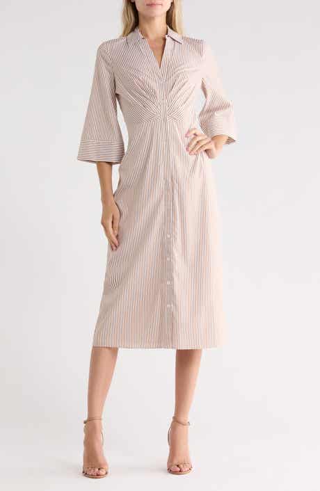 Haydon Striped Twist Front Cotton Midi Dress