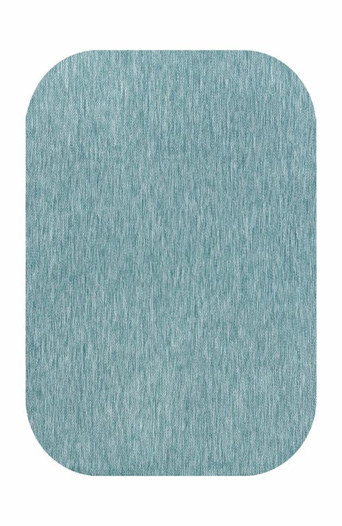 Jonathan Y Miles Modern Minimalist Radius Corner Solid Indoor/outdoor Shaped Area Rug In Turquoise